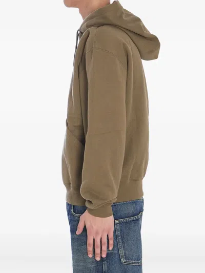 Saint Laurent Hooded Sweatshirt With Logo In Green