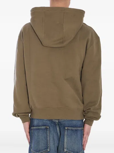 Saint Laurent Hooded Sweatshirt With Logo In Green