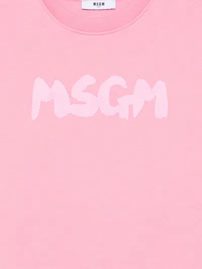 Msgm Logo-print Sweatshirt In Pink