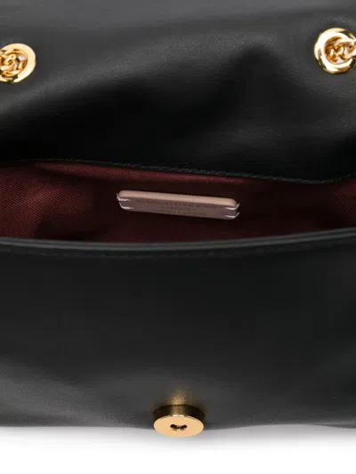 Coccinelle Mini Embossed-logo Chain Shoulder Bag In Black