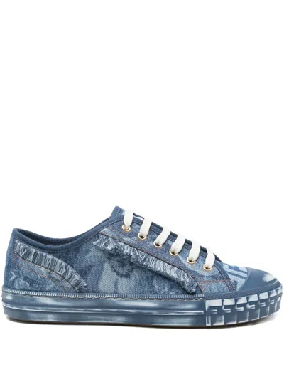 Fendi Woman Sneakers Blue Size 7 Textile Fibers In Blue
