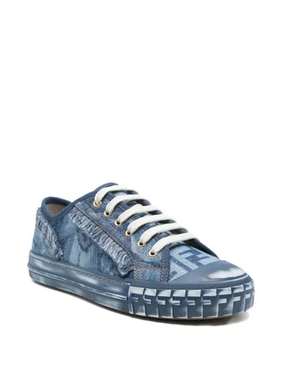 Fendi Woman Sneakers Blue Size 7 Textile Fibers In Blue