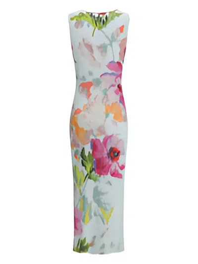 Loewe Silk-blend Dress With Floral Digital Print In White
