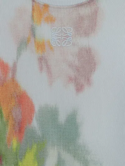 Loewe Silk-blend Dress With Floral Digital Print In White
