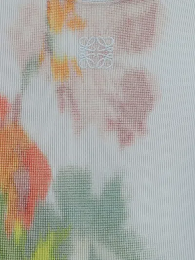 Loewe Silk-blend Dress With Floral Digital Print In White