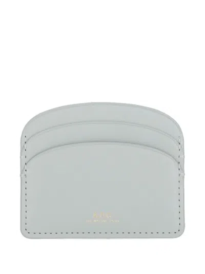 Apc Compact Leather Card Holder With Stitched Detailing In Neutral