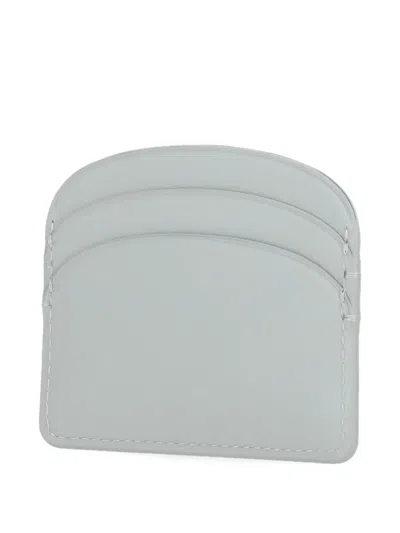 Apc Compact Leather Card Holder With Stitched Detailing In Neutral