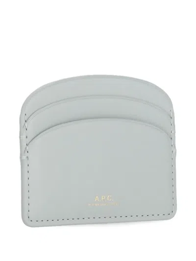 Apc Compact Leather Card Holder With Stitched Detailing In Neutral