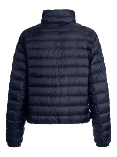 Parajumpers Quilted Jacket Hood Drawstring Waist In Blue