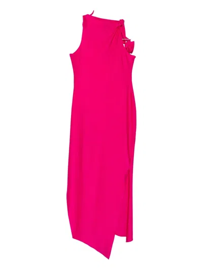 Coperni Asymmetric Flower-detail Maxi Dress In Pink