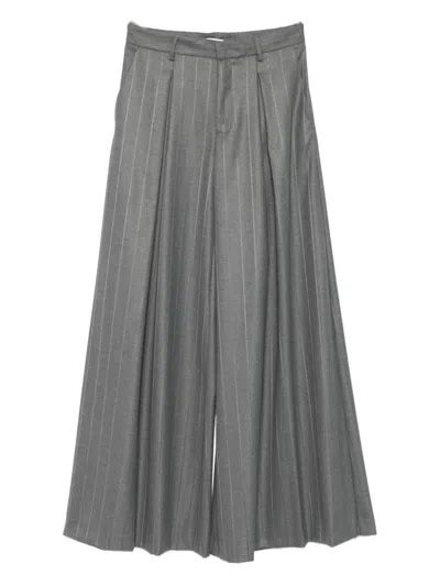 The Andamane Wide-leg Trousers Featuring Pinstripe Pattern In Gray
