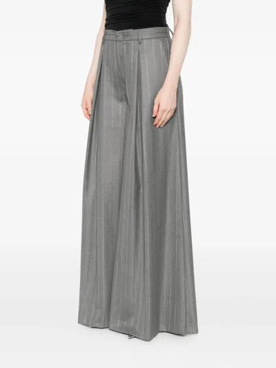 The Andamane Wide-leg Trousers Featuring Pinstripe Pattern In Gray
