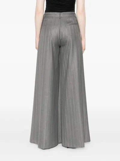 The Andamane Wide-leg Trousers Featuring Pinstripe Pattern In Gray