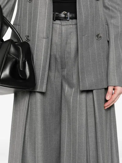 The Andamane Wide-leg Trousers Featuring Pinstripe Pattern In Gray