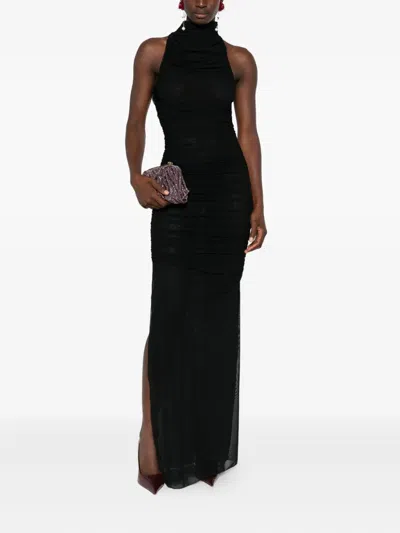 挂脖超长连衣裙