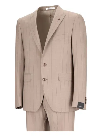 Tagliatore Pinstripe-pattern Single-breasted Suit In Neutral