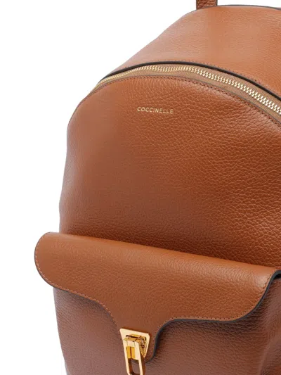 Coccinelle Flap-pocket Zip Backpack In Brown