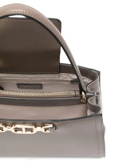 Twinset Twin-set Structured Handbag With Metal Clasp And Versatile Carrying Options In Gray
