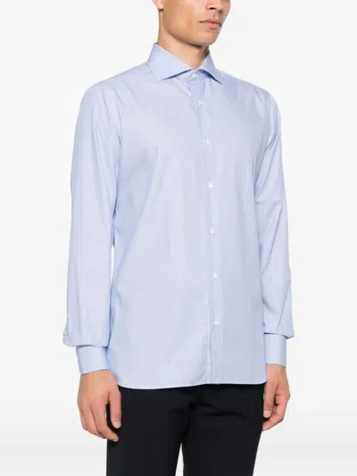 Truzzi Striped Cotton Shirt In Blue