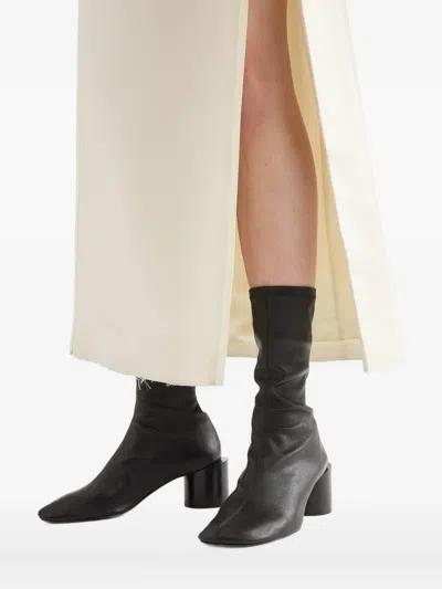 Jil Sander Stylish Ankle Boots Block Heel In Black