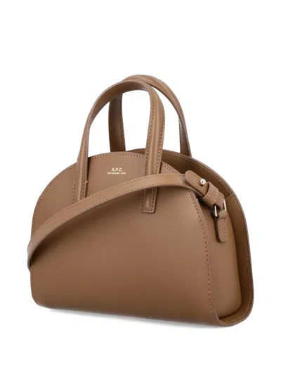 Apc A.p.c. Tote Demi Lune Small In Brown