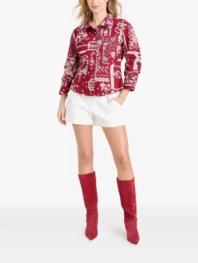 Cinq À Sept Cinq A Sept Military Twill Scrunched Sleeve Cayenne Jacket In Red