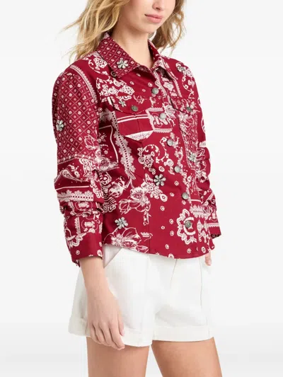 Cinq À Sept Cinq A Sept Military Twill Scrunched Sleeve Cayenne Jacket In Red