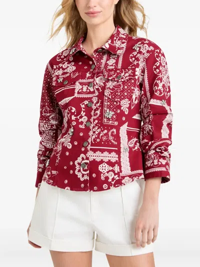 Cinq À Sept Cinq A Sept Military Twill Scrunched Sleeve Cayenne Jacket In Red