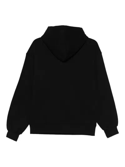 Msgm Logo-embroidered Hoodie In Black