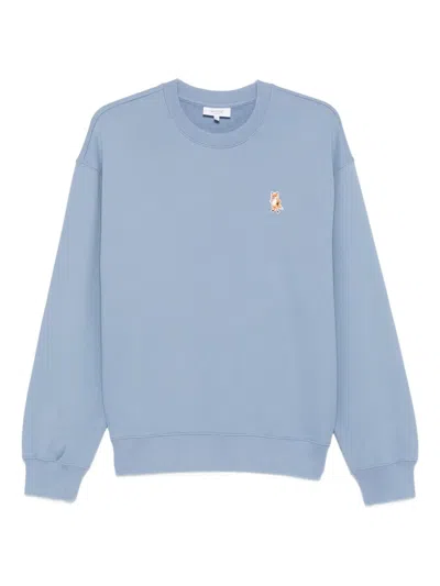 Maison Kitsuné Fox Head-patch Sweatshirt In Blue