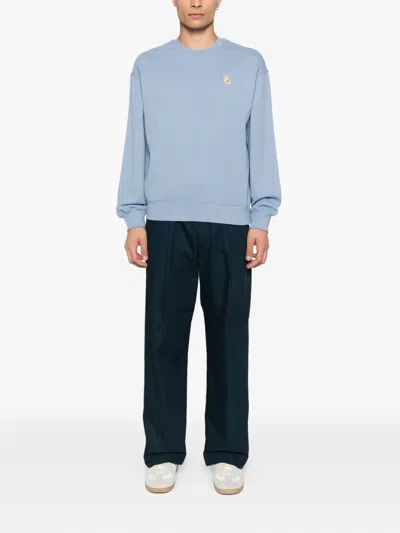 Maison Kitsuné Fox Head-patch Sweatshirt In Blue