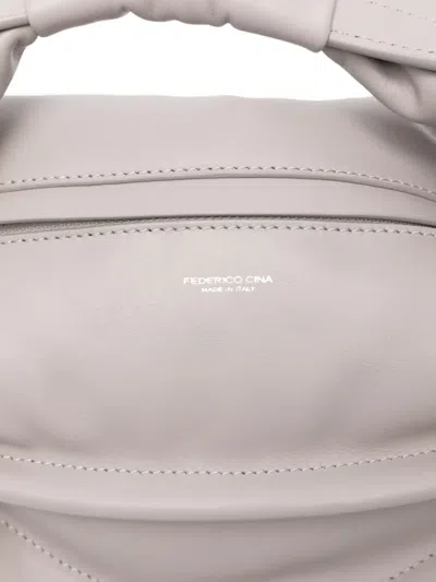 Federico Cina Mini Tortellino Twisted Handle Tote Bag In Gray