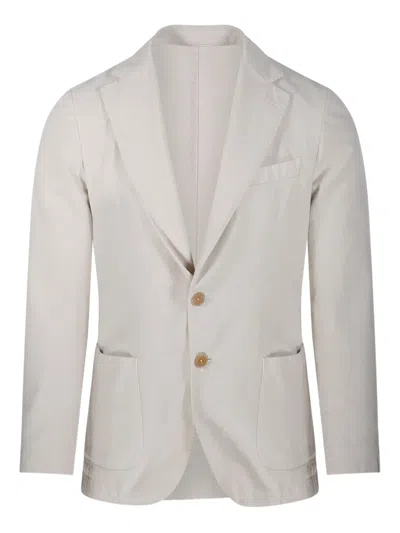Santaniello Tailored Jacket With Notched Lapel And Polished Finish In White
