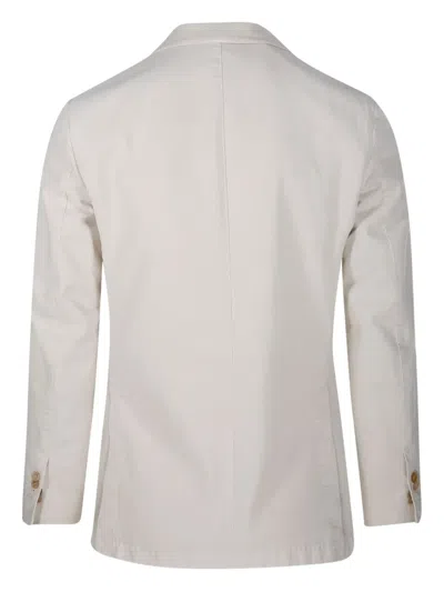 Santaniello Tailored Jacket With Notched Lapel And Polished Finish In White