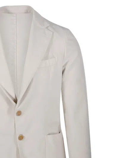 Santaniello Tailored Jacket With Notched Lapel And Polished Finish In White