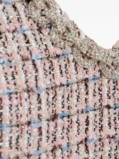 Self-portrait Pink Bouclé Faux Fur Hem Minidress In Pink