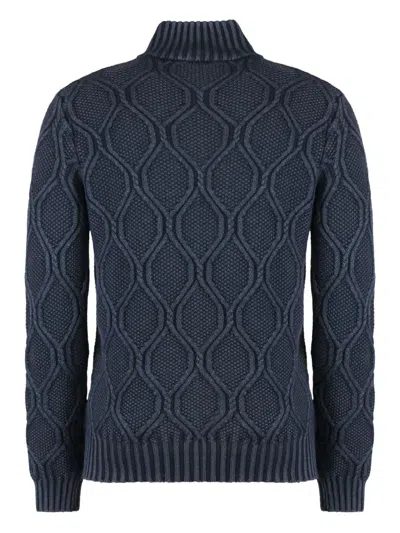 Moorer Fedro Turtleneck Wool Pullover In Blue