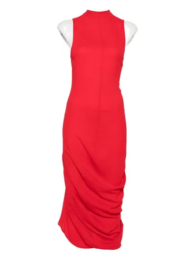 Jacquemus Red High Neck Sleeveless Midi Dress In Red