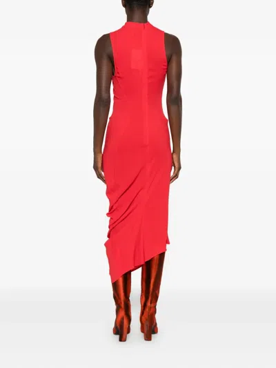 Jacquemus Red High Neck Sleeveless Midi Dress In Red