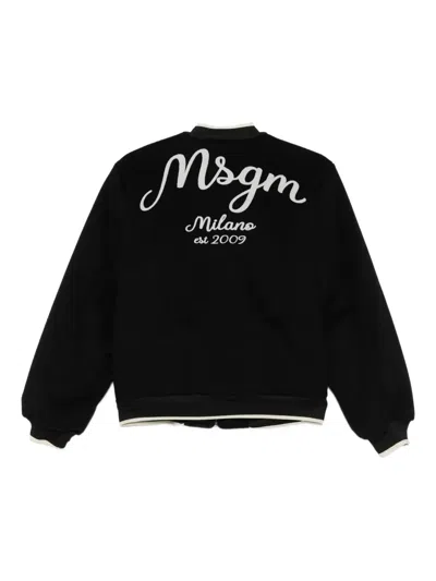 Msgm Logo-embroidered Jacket In Black