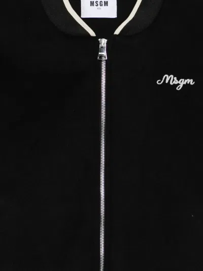Msgm Logo-embroidered Jacket In Black