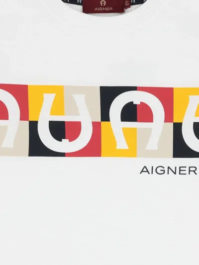 Aigner Logo-horseshoe Panel T-shirt In White