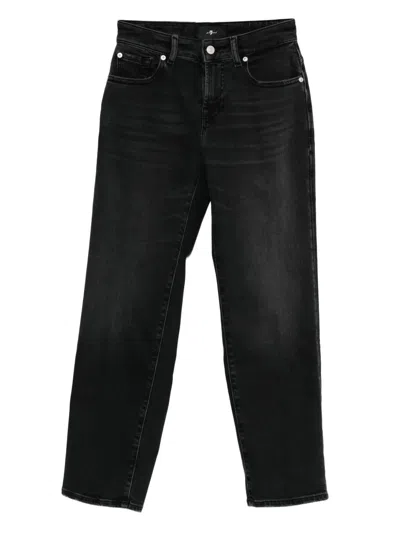 7 For All Mankind Calie Straight Ankle Bottom Clothing In Black
