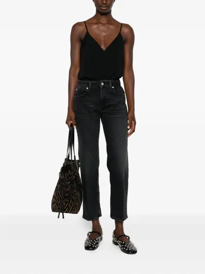 7 For All Mankind Calie Straight Ankle Bottom Clothing In Black