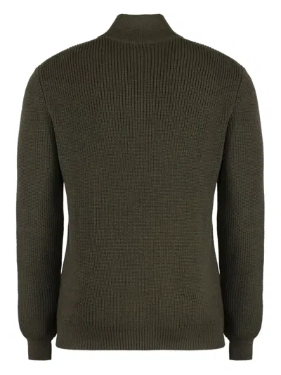 Moorer Wool Cloud Pullover With Kangaroo Pocket In Green
