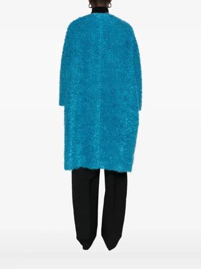 Gianluca Capannolo Round-neck Long-sleeve Coat In Blue