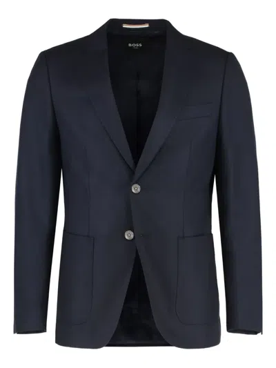 Hugo Boss Boss Single-breasted Two-button Jacket In Blue