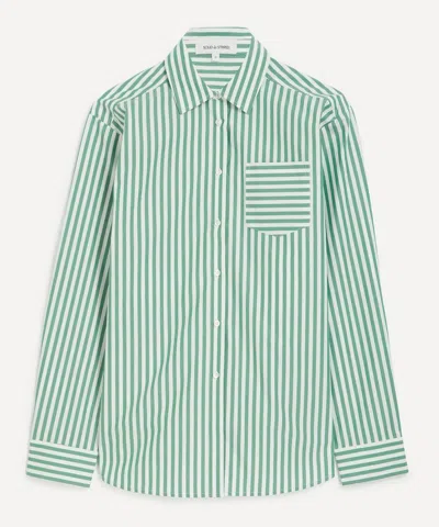 Solid & Striped The Avril Stripe Cotton Button-up Shirt In Green