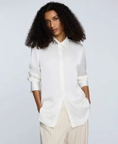 Kenneth Cole Satin Button Front Blouse In White
