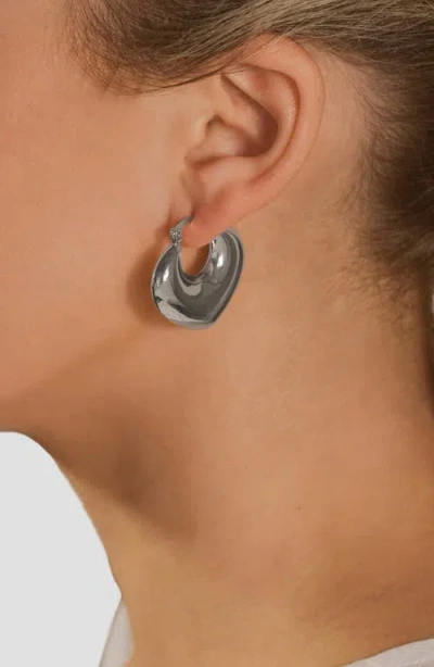 Sterling Forever Kylie Chunky Tube Hoop Earrings In Metallic